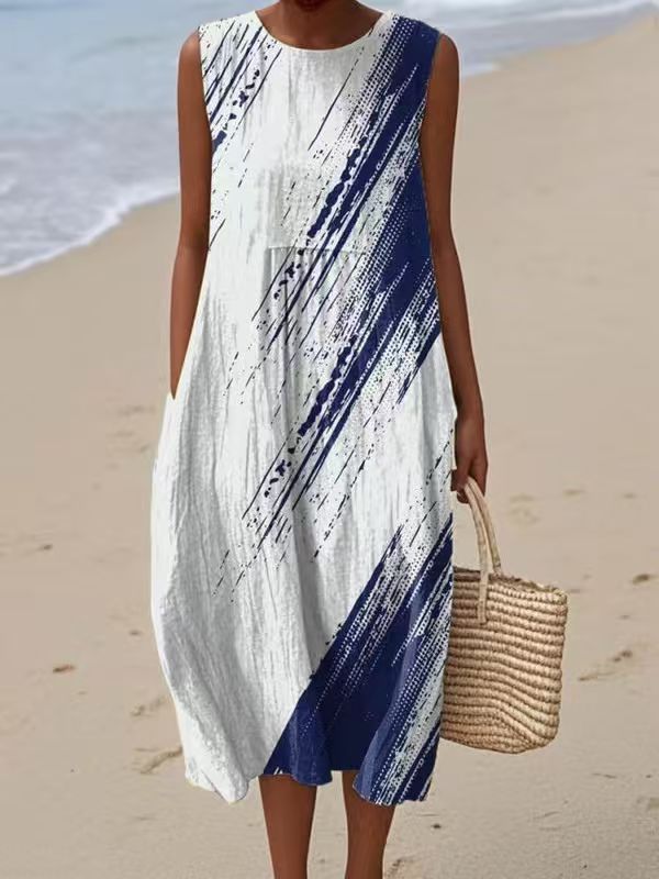 Capri | Robe Midi Diagonale Bleue