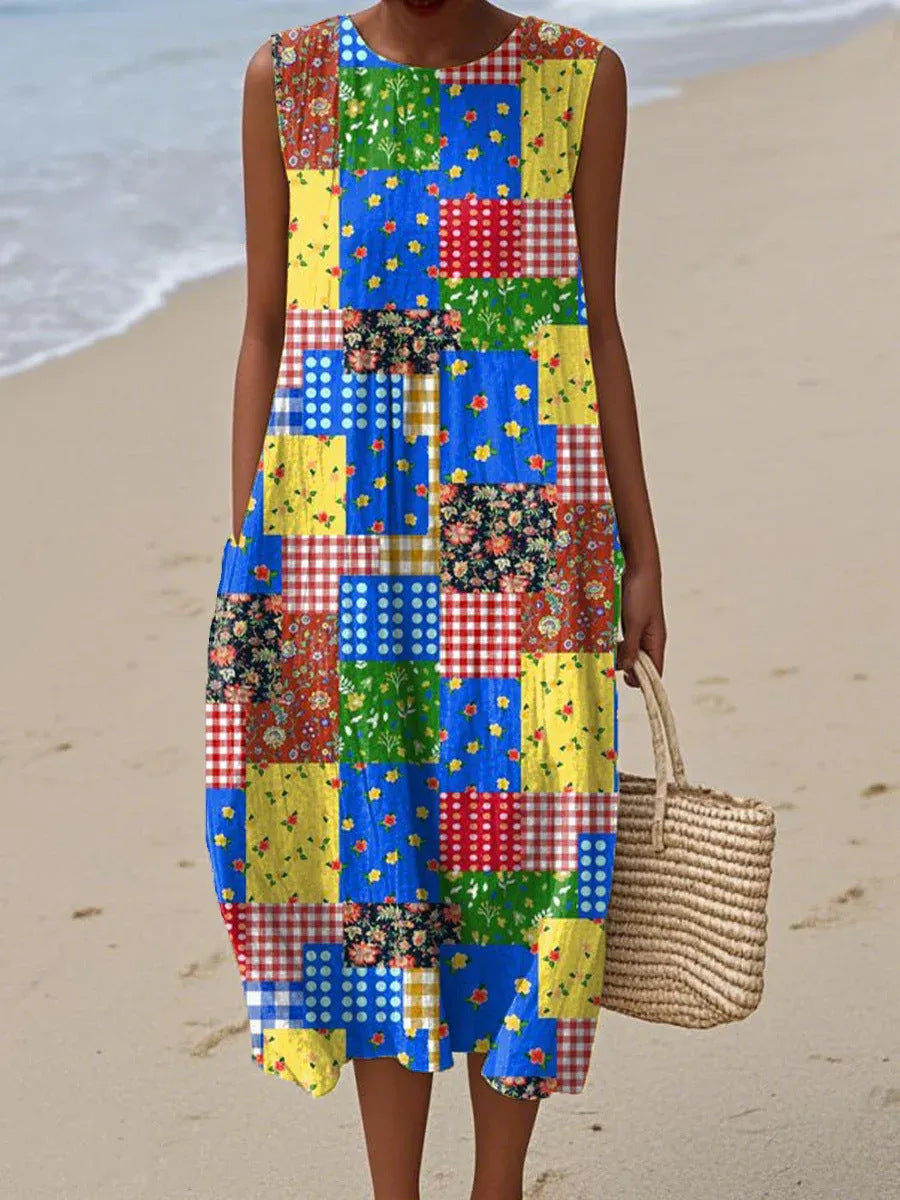 Tessa | Robe Midi Mosaïque Fleurie