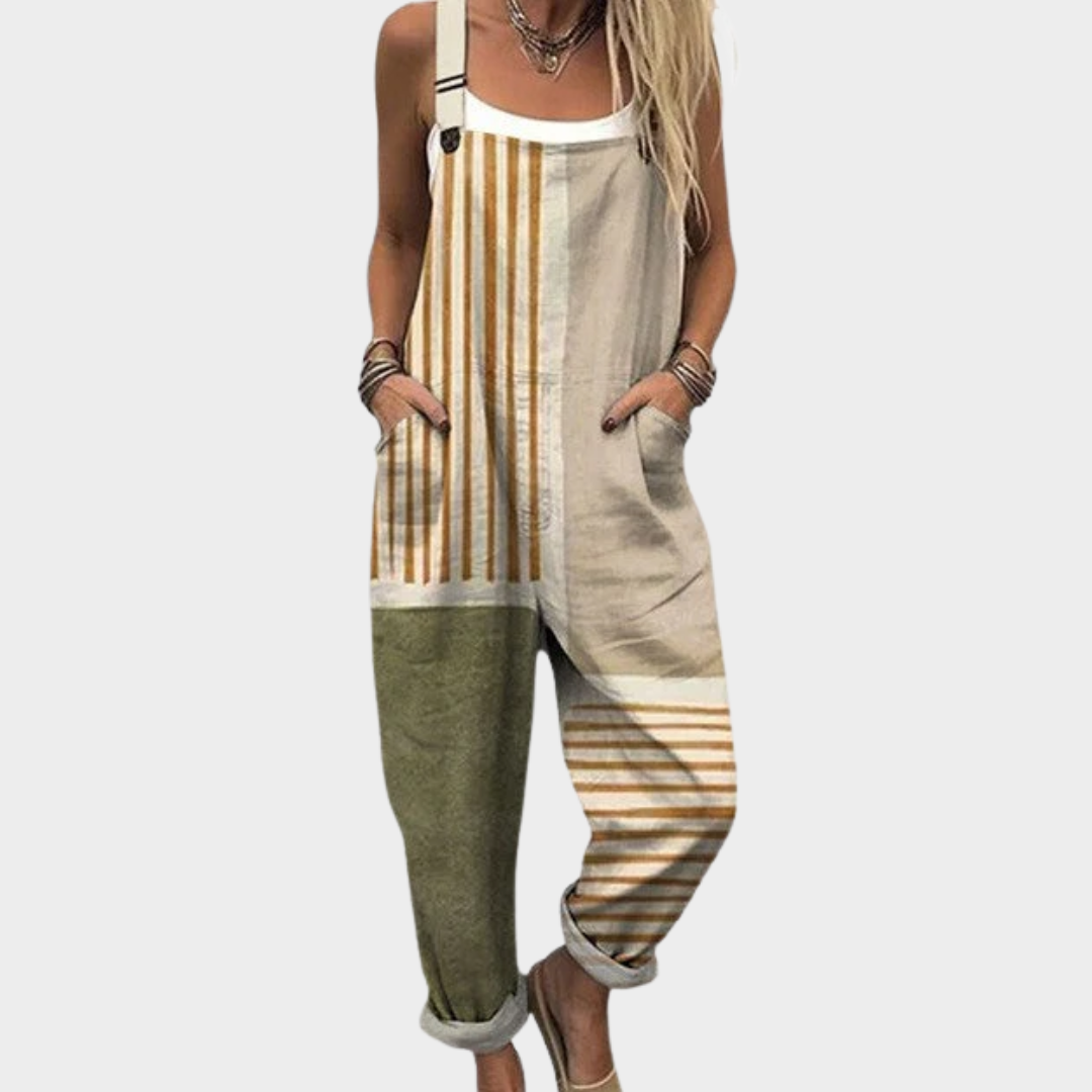 Pantalon à bretelles imprimé et confortable