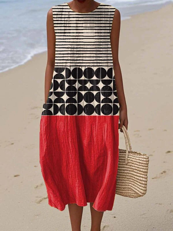 Jane | Robe Midi à Bloques de Couleurs