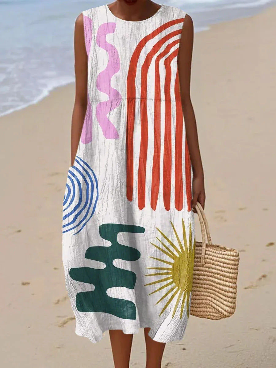 Gaia | Robe Midi Motifs d'Été