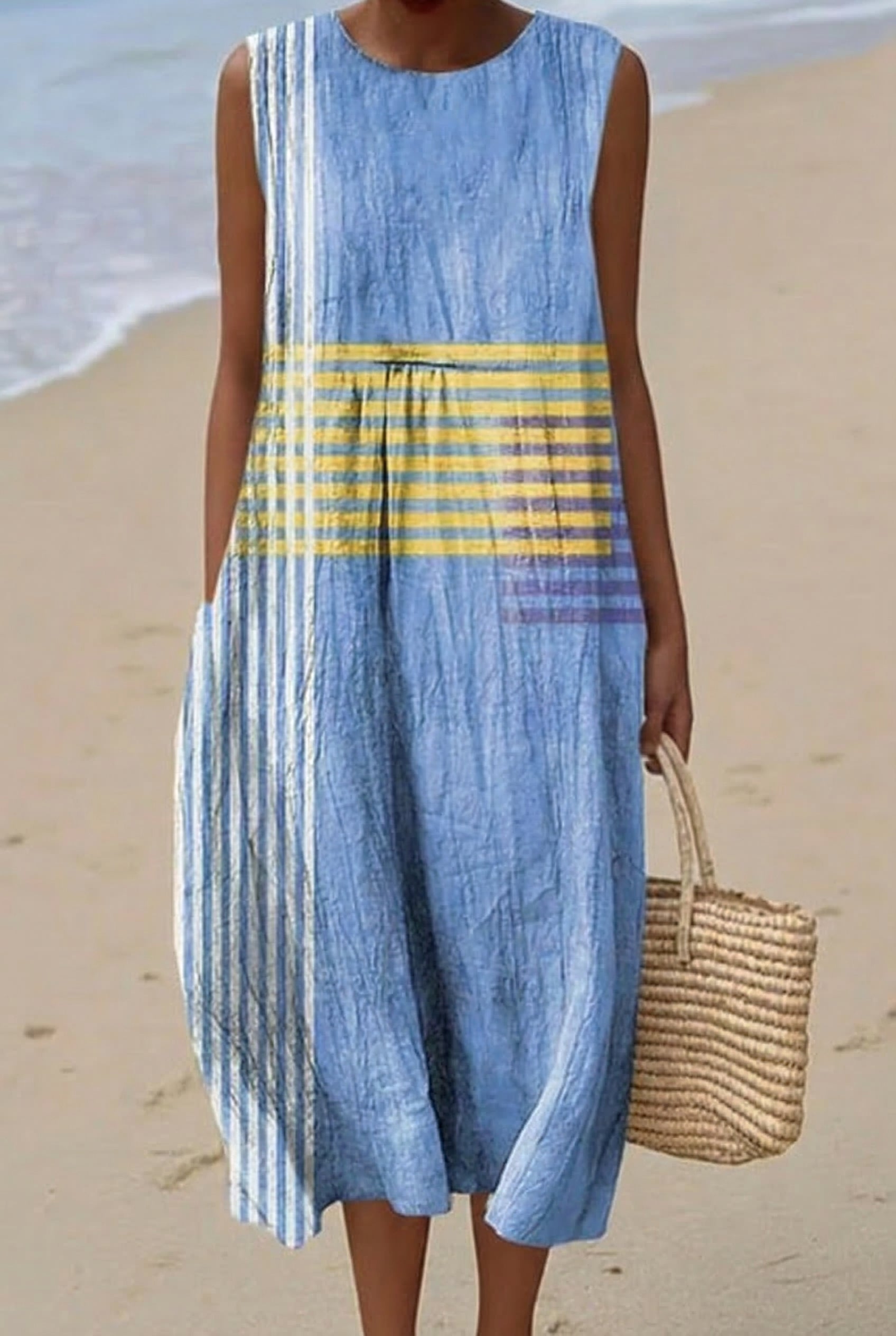 Solène | Robe Midi Rayures Côtières