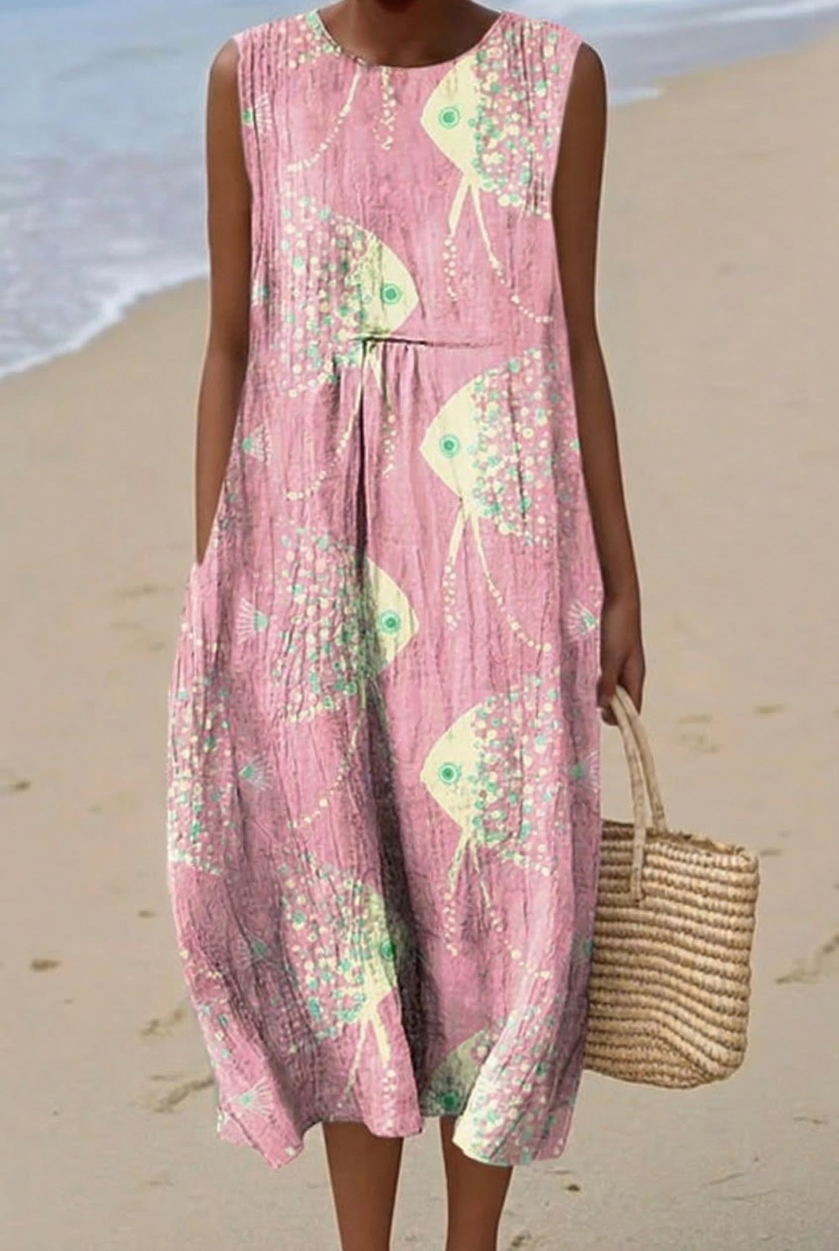 Ondine | Robe Midi Poissons Rosés