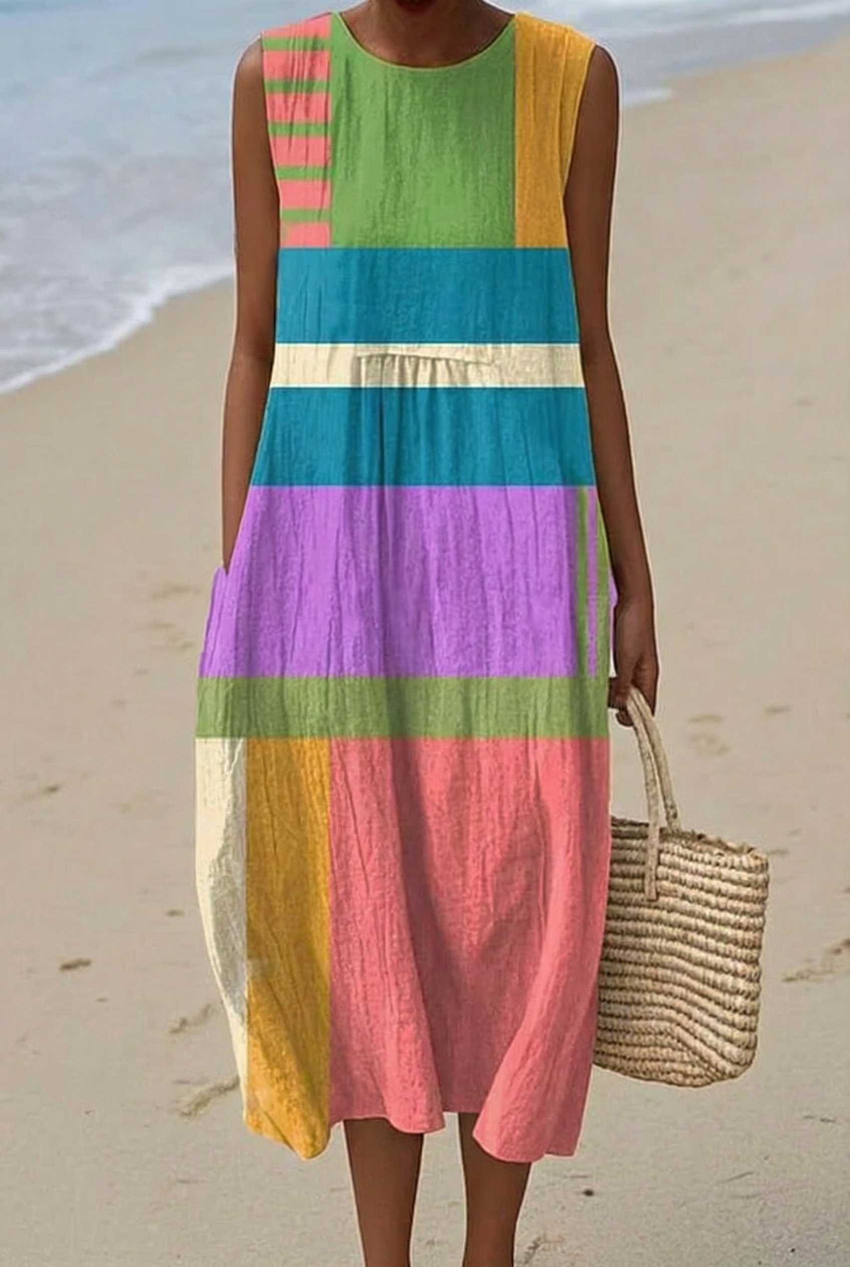 Albane | Robe Midi Color Block Festif