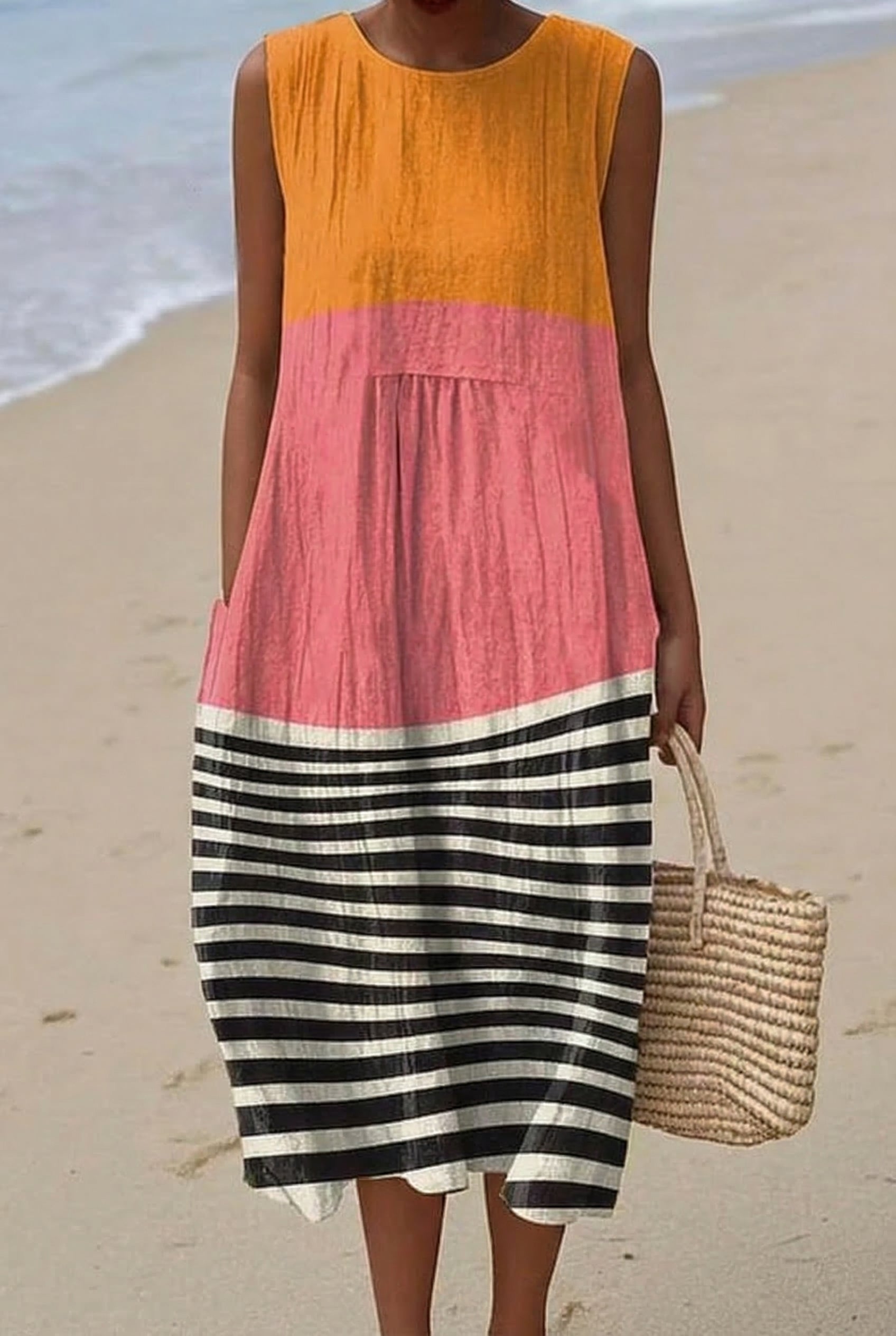 Aurore | Robe Midi Soleil Marinière