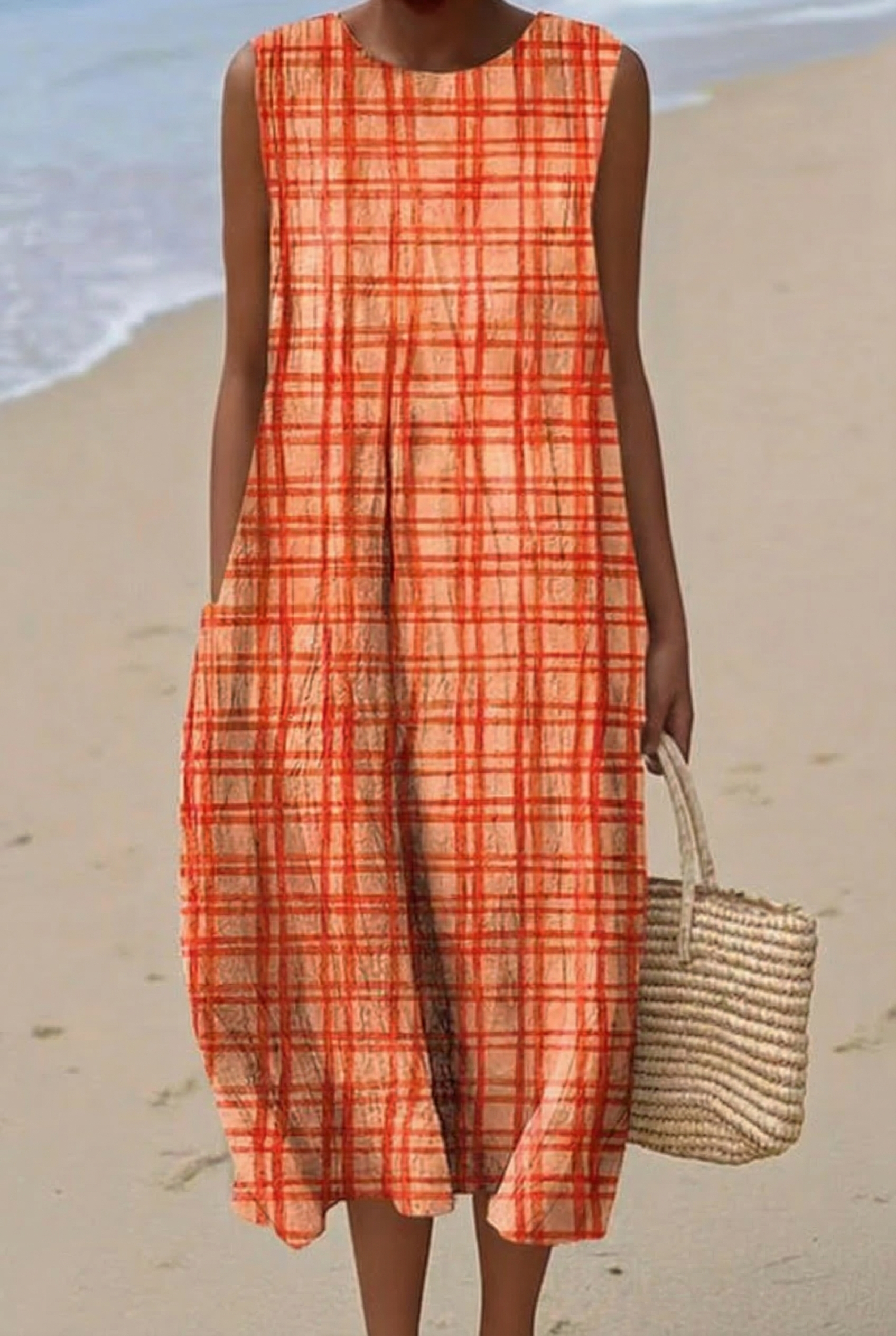 Gwenaëlle | Robe Midi Carreaux Soleil