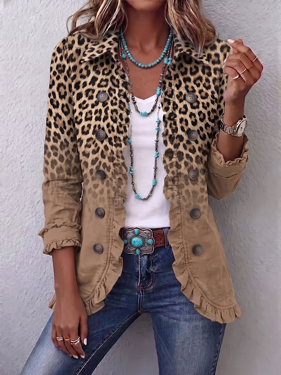 Tawny | Veste à volants dégradé léopard vintage